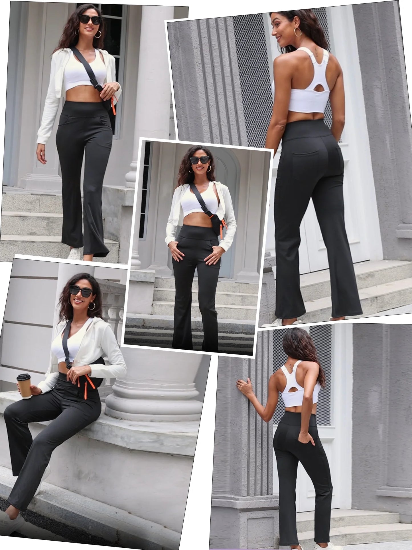 Womens Bootcut Yoga Pants with Pockets Flare Workout Legging High Waist Lightweight Bottoms Activewear Black XL