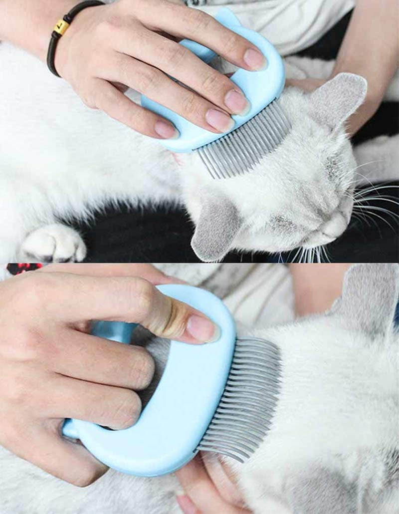 Cat Dog Comb Pet Hair Grooming Massage Comb, Cat Dog Hair Shedding Brush Pet Shell Comb for Removing Matted Tangled Fur and Loose Hair (Blue)