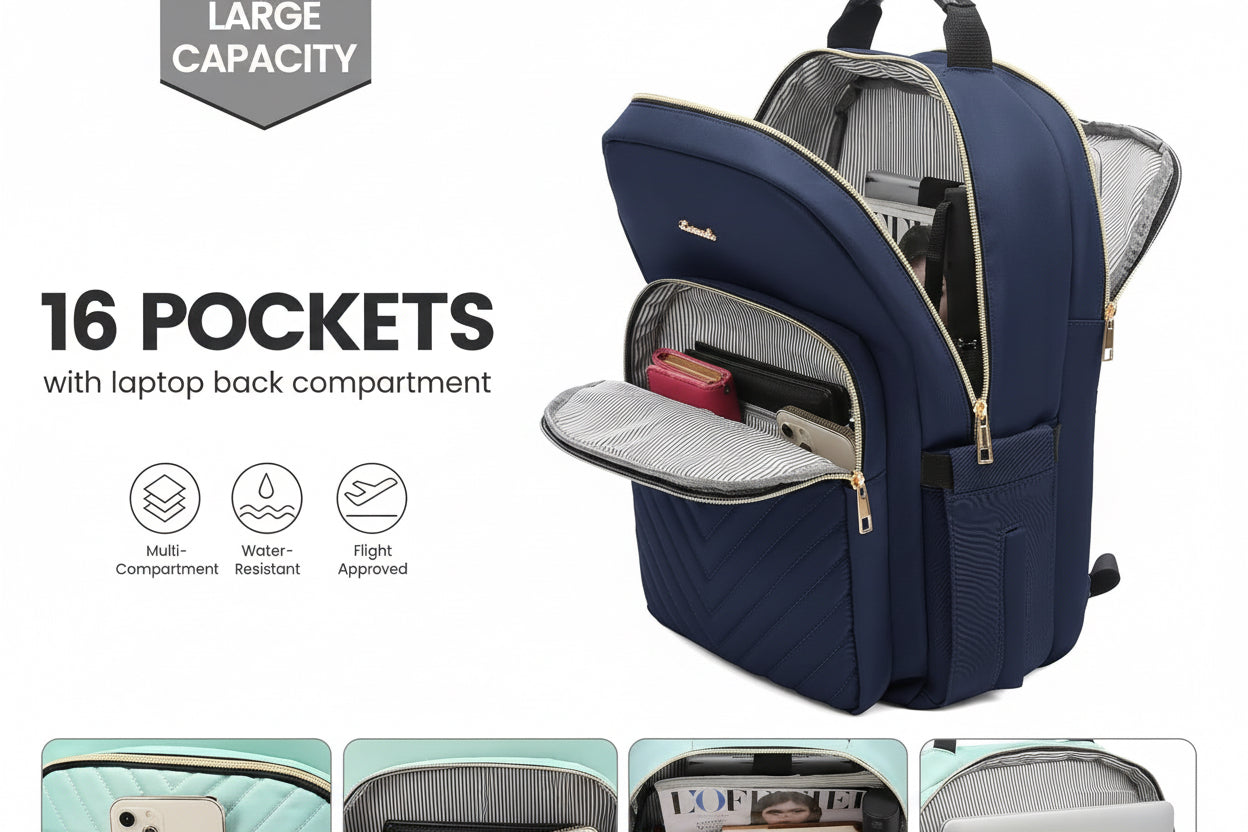 Laptop Backpack for Women 15.6 Inch,Cute Womens Travel Backpack Purse,Professional Laptop Computer Bag,Waterproof Work Business College Teacher Bags Carry on Backpack with USB Port,Mint Green