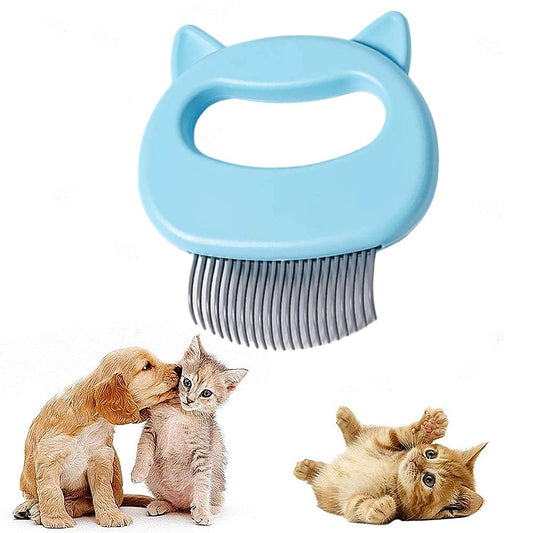 Cat Dog Comb Pet Hair Grooming Massage Comb, Cat Dog Hair Shedding Brush Pet Shell Comb for Removing Matted Tangled Fur and Loose Hair (Blue)
