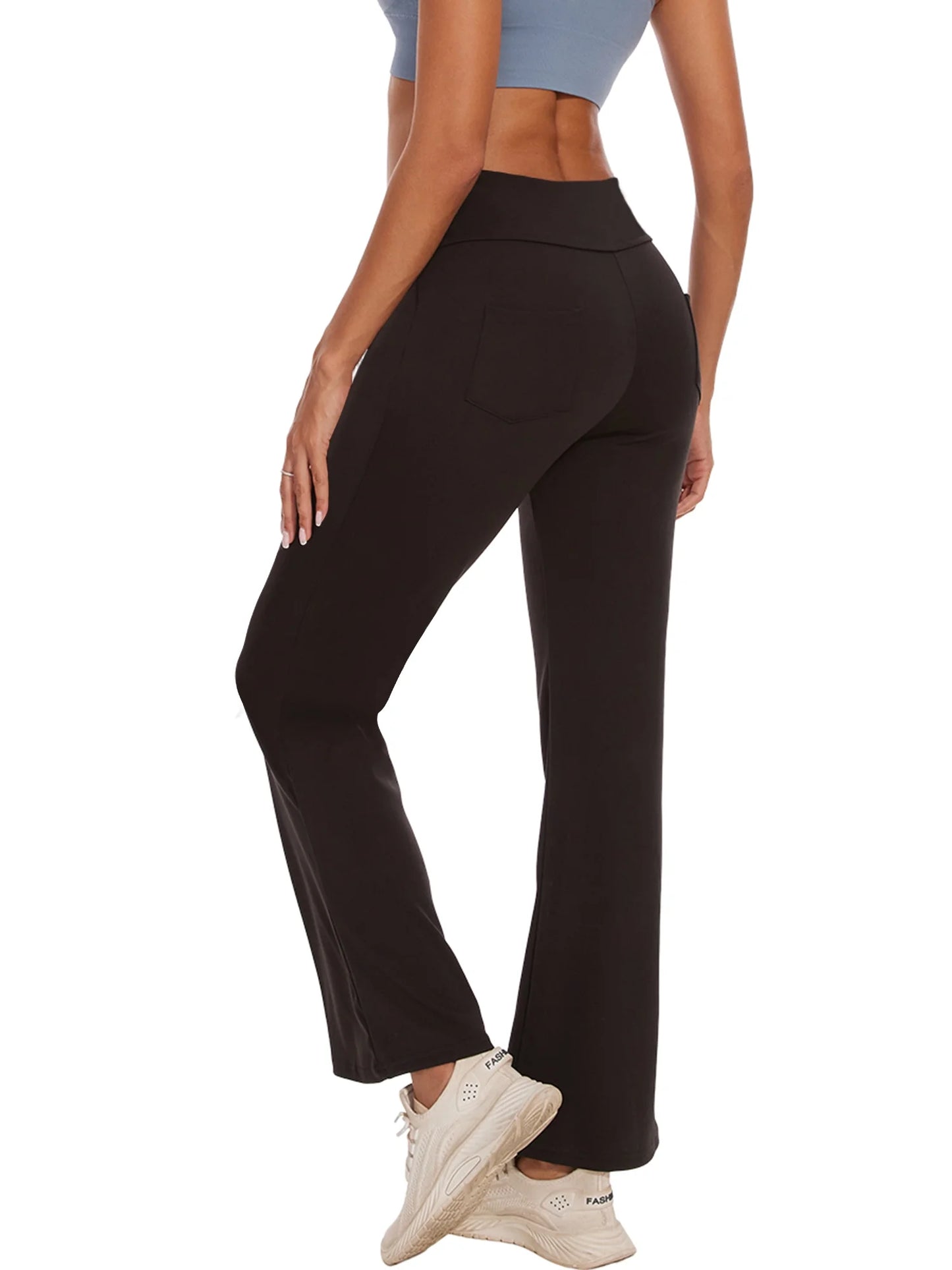 Womens Bootcut Yoga Pants with Pockets Flare Workout Legging High Waist Lightweight Bottoms Activewear Black XL