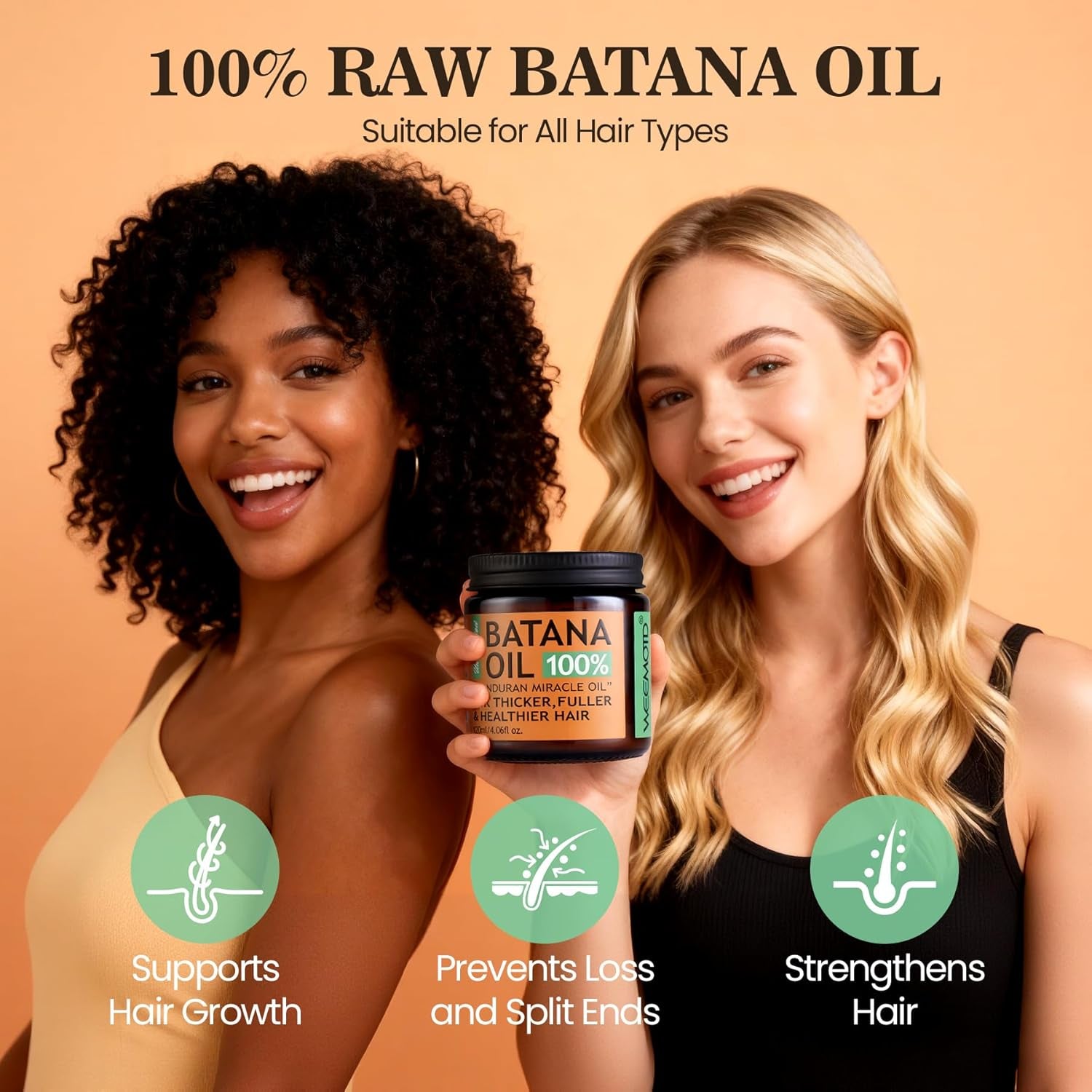 Batana Oil for Hair Growth Dr Sebi, 100% Raw Organic Batana Hair Mask from Honduras, Wild Growth Hair Oil, Scalp Oil Promotes Hair Thickness, Prevents Loss for Men & Women, 4.06 Fl Oz