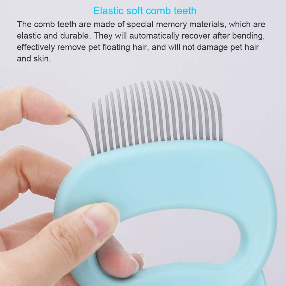 Cat Dog Comb Pet Hair Grooming Massage Comb, Cat Dog Hair Shedding Brush Pet Shell Comb for Removing Matted Tangled Fur and Loose Hair (Blue)