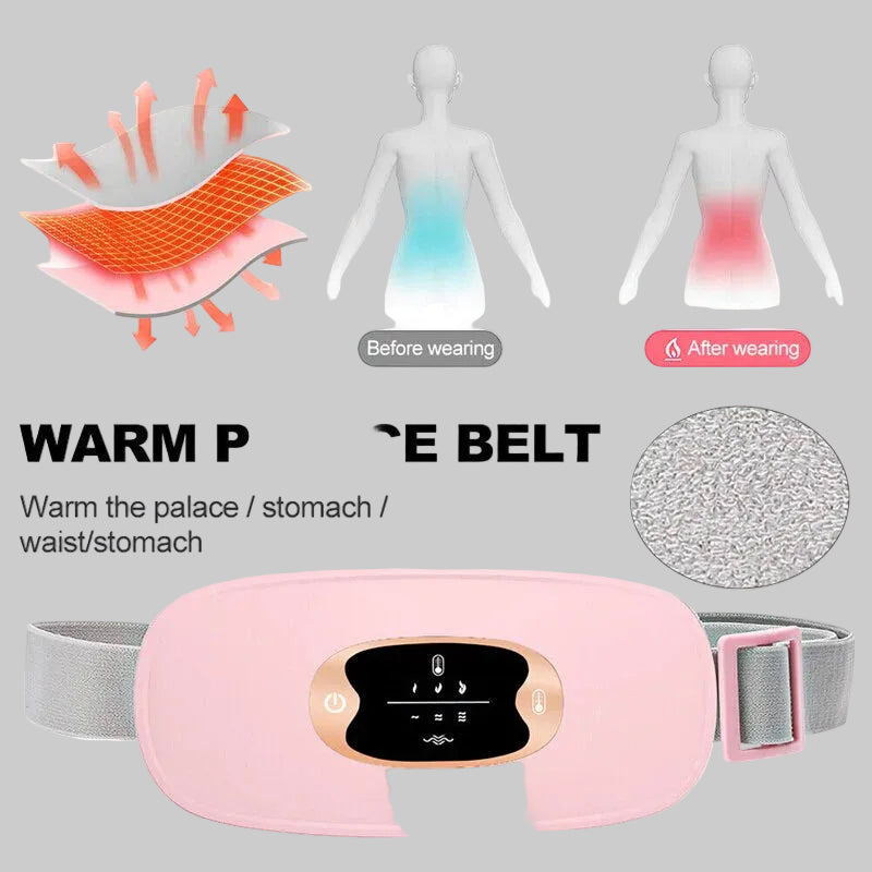 Electric Heating Menstrual Vibration Pad Belt for Period Pain Relief Cramps US