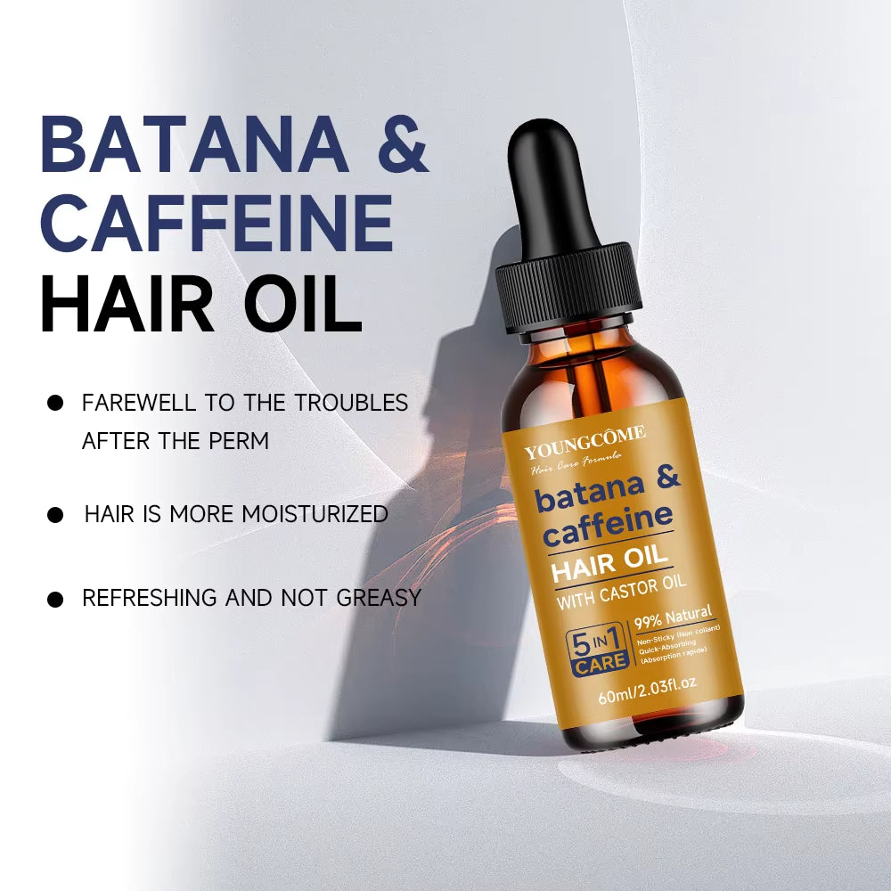Batana & Caffeine HAIR OIL Reduct Hair Loss Prevent Split Hair Care Product Nourish Moisturize Improve Hair Quality