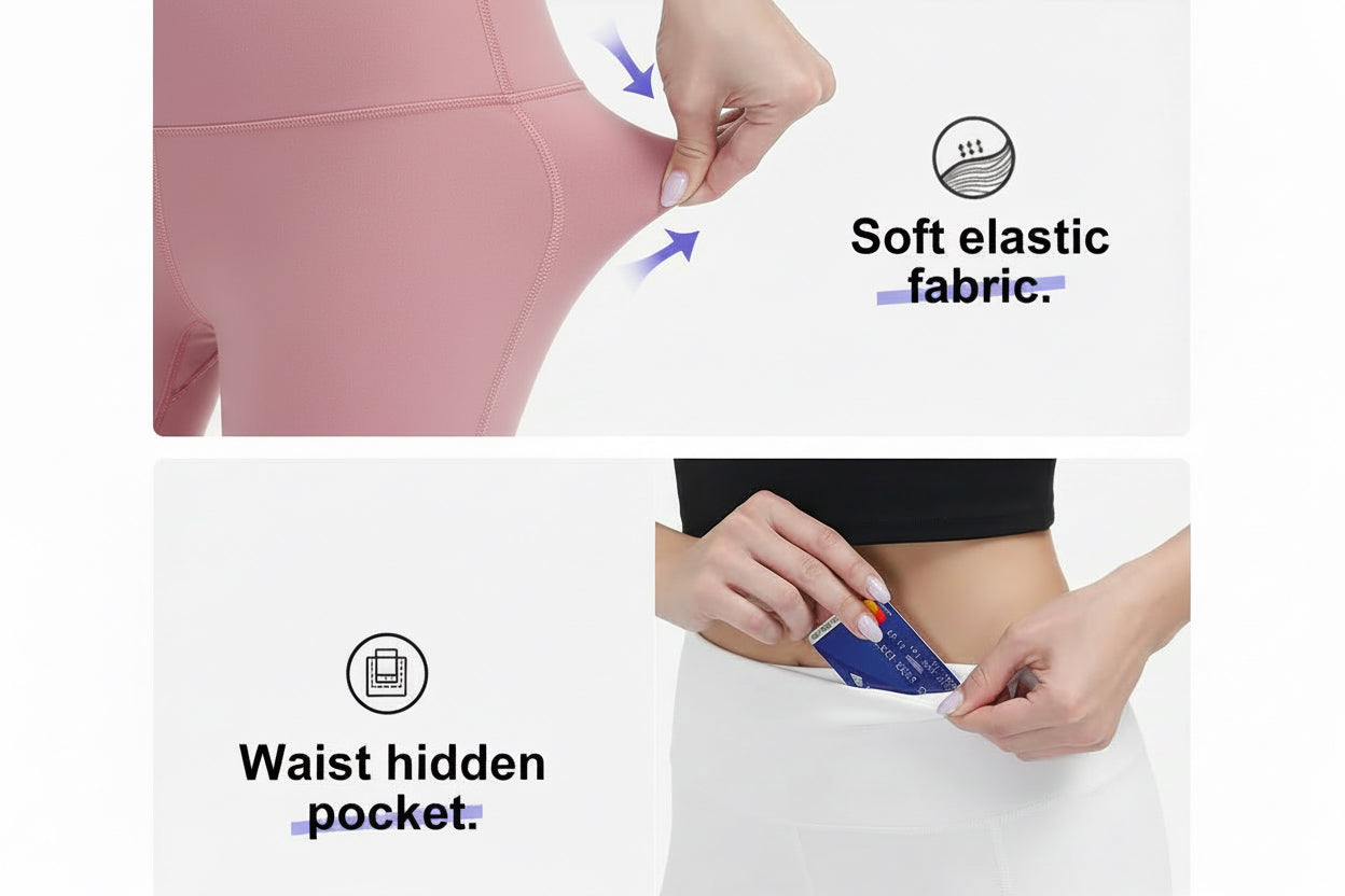 Anti-Nail Leggings for Women, Non-See-Through Yoga Pants with Phone Pockets, Tummy Control Full-Length/Capri Tights