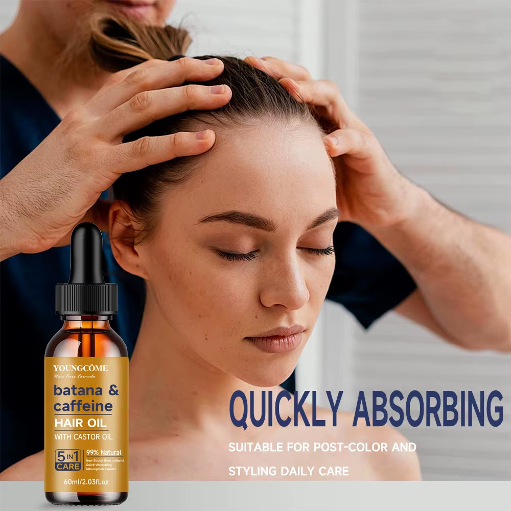 Batana & Caffeine HAIR OIL Reduct Hair Loss Prevent Split Hair Care Product Nourish Moisturize Improve Hair Quality