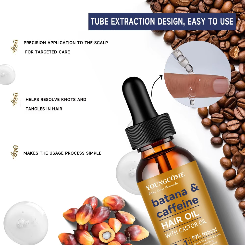 Batana & Caffeine HAIR OIL Reduct Hair Loss Prevent Split Hair Care Product Nourish Moisturize Improve Hair Quality